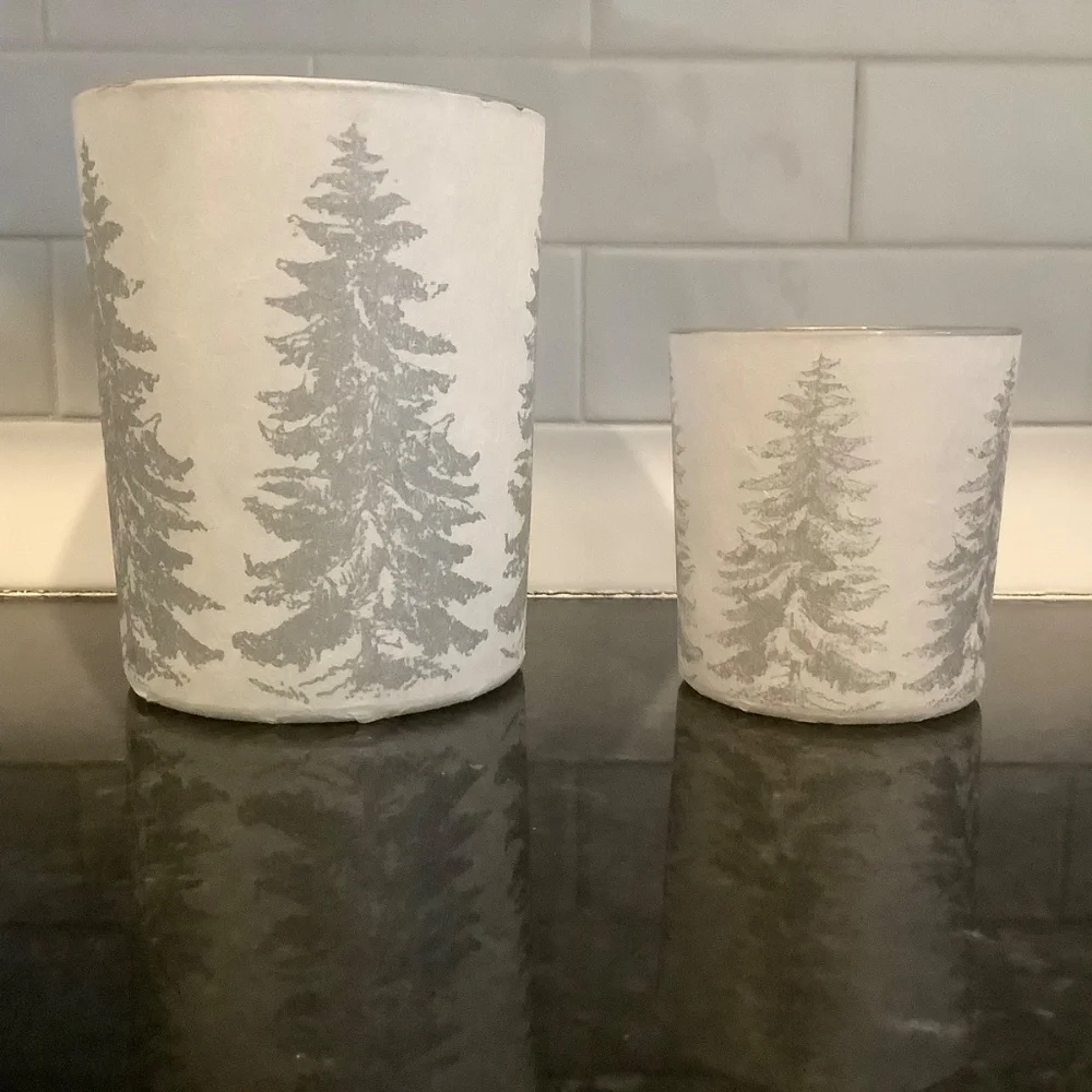 Candle Holders Silver Trees 5.5